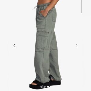 RVCA Green Cargo Pants with Elastic Waistband